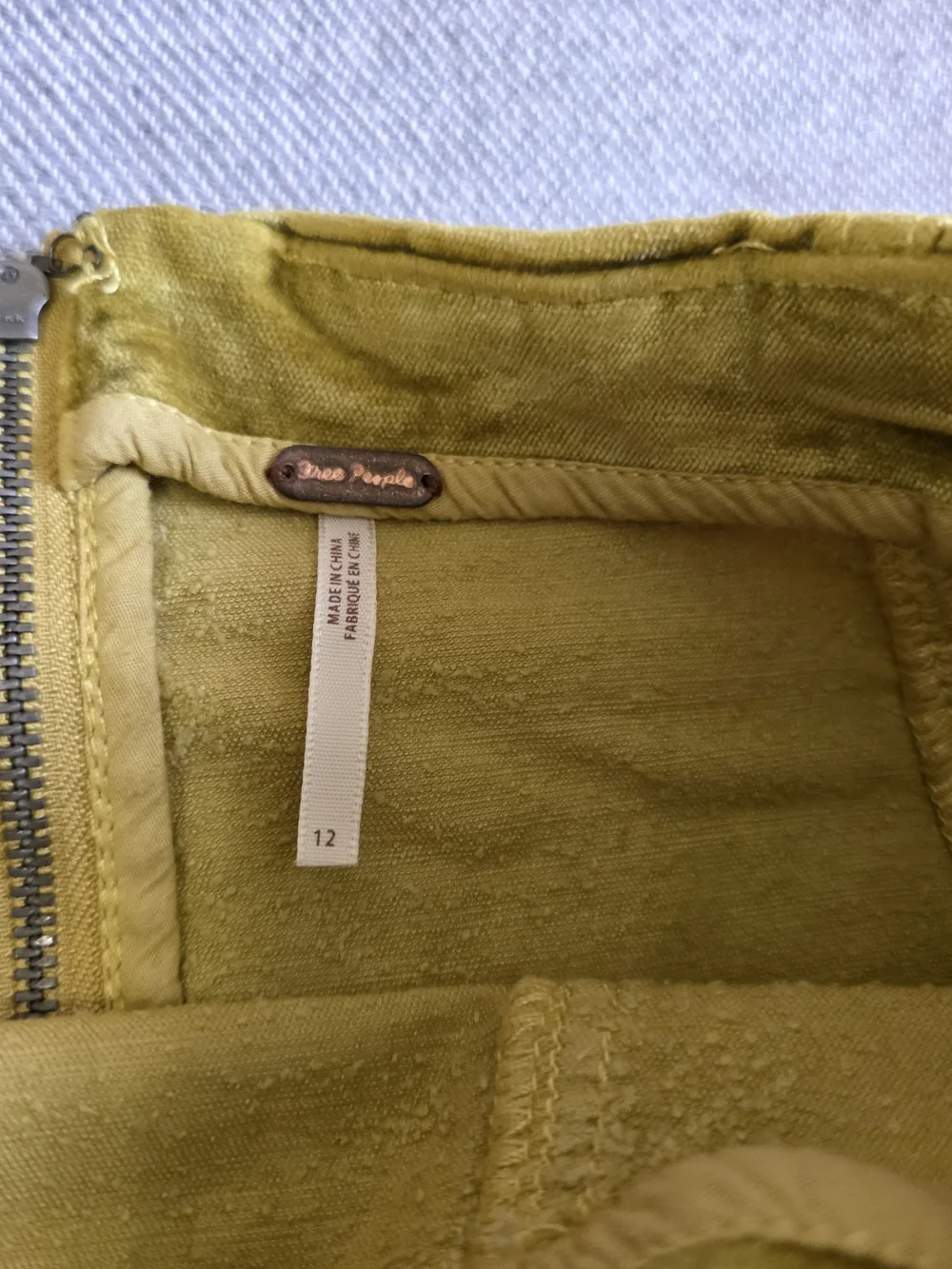 Free People Modern Femme Chartreuse Velvet Mini Skirt